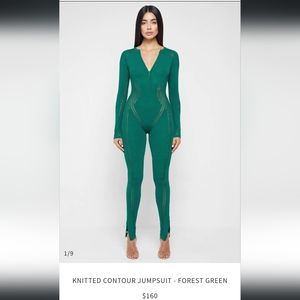 Knitted Contour Jumpsuit- Forest Green